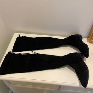 Stuart Weitzman Lowland Black Suede Over The Knee Boots